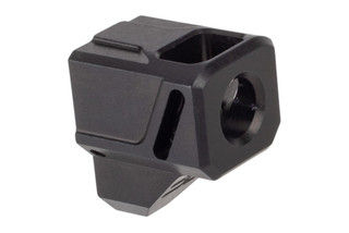 Faxon EXOS-514 Compensator for M&P has an angled front port single chamber design